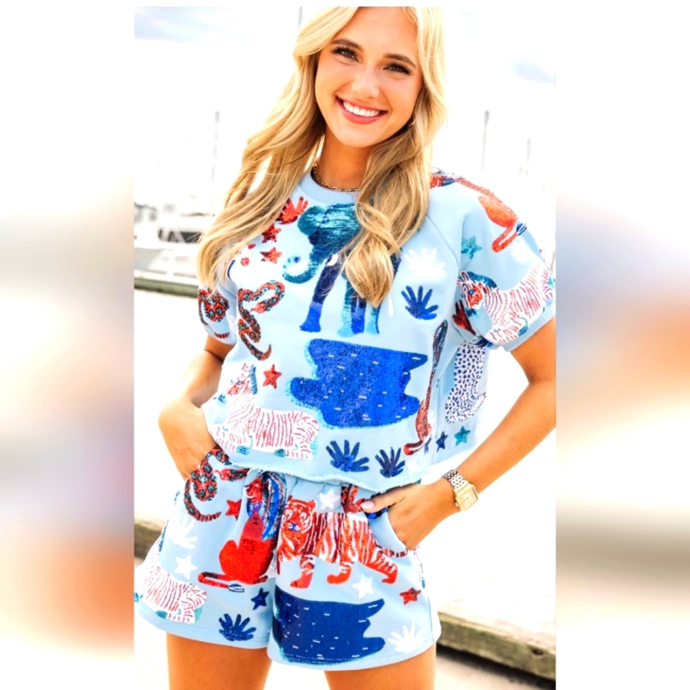 QUEEN OF SPARKLES Red, White & Blue Animal Menagerie set